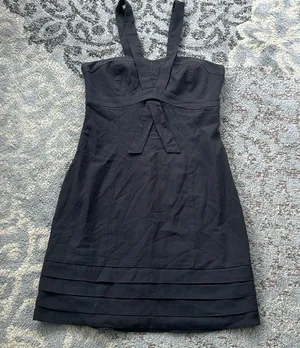 French Connection Lagonlook X Neckline Dress Black Small thumbnail 1
