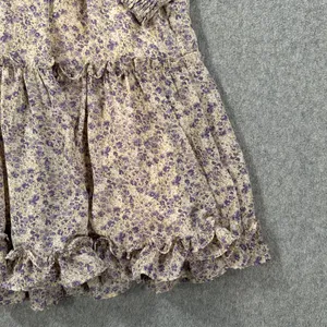 Love ya Bunches Floral V-Neck Long Sleeve Mini Dress Size Medium Ruffle Purple thumbnail 2