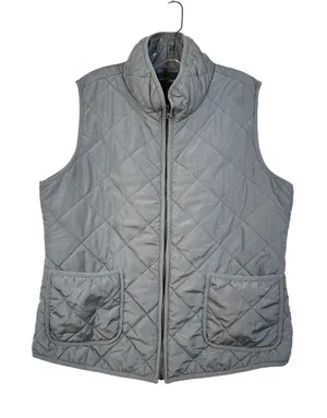 Market & Spruce‎ Grey Quilted Zip Up Vest Mock Neck WECSH004 Womens XL thumbnail 1