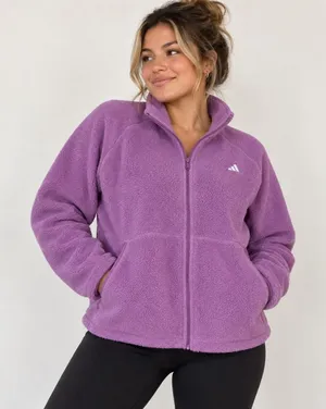 Adidas City Tech High Pile Fleece Full Zip Jacket in Aurora Plum Purple Size L thumbnail 1
