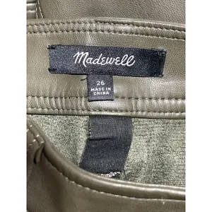 Madewell Women's Green Faux Vegan Leather High Waist Wide Leg Trousers Pants 26 thumbnail 4