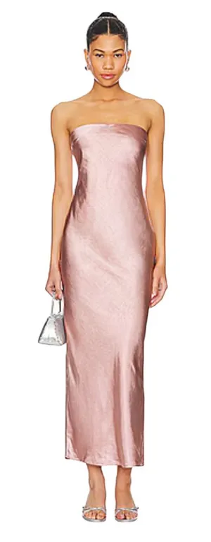 More To Come- Emma Strapless Satin Slip Dress in Blush Size XXS thumbnail 1