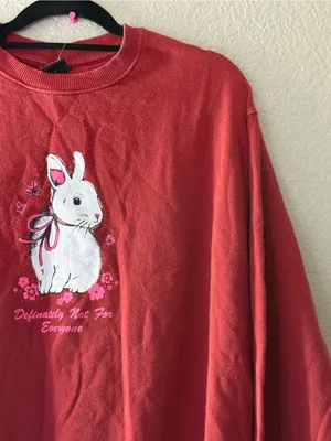 Urban Outfitters Not For Everyone Bunny Graphic Sweatshirt Red Oversized S thumbnail 8