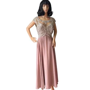 Mother of bride Embellished Illusion Jewel Neck A-line gown size large - large thumbnail 3