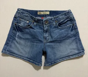 BKE Medium Blue Denim Shorts with Embroidered Back Pockets thumbnail 1