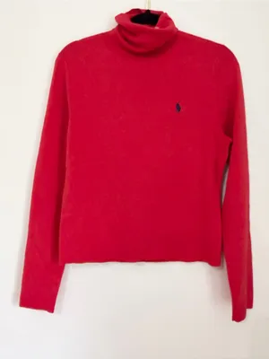 Polo by Ralph Lauren Pima cotton size large women turtleneck red knit thumbnail 1