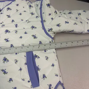 SHEIN Violet Floral‎ Quilted Puffer Jacket White Purple H4E211 Womens Medium thumbnail 2