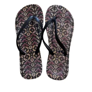 Custom designed rubber flip flops size 6 EUC No box Brown thumbnail 2