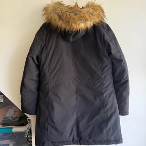 Michael Kors Women's Black Parka Coat with Fur Trim Size Medium thumbnail 3