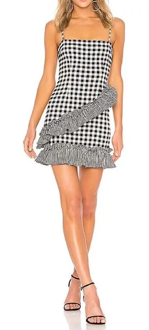 Lovers + Friends Gabby Gingham Ruffle Mini dress Sleeveless Checkered Print thumbnail 1
