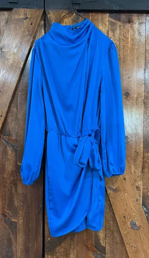 Amazon Blue Long Sleeve Halter Neck Dress M thumbnail 1