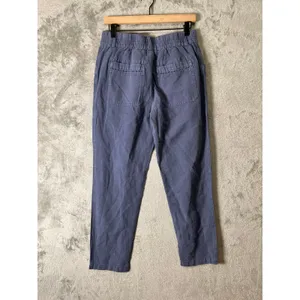Sundance Linen Blend Button Front Tapered Pants Blue Boho Cottagecore Size 6 New thumbnail 3