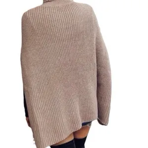 Beige knitted sweater poncho sleeveless blouse & matching long sleeve top M thumbnail 5