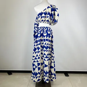 NWOT Farm Rio Linen-Blend Pitta Tiles Off-White One Shoulder Maxi Dress Size S thumbnail 7