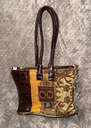 Kristine Accessories Bohemian Patchwork Fabric and Faux Leather Tote Bag thumbnail 1