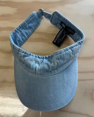 Zara Denim Sun Visor Light Wash Blue Cotton Adjustable Hat 0653/048/400/M thumbnail 1