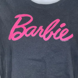 Mattel Barbie Cropped Crew Neck T-shirt Black With Barbie in Pink Writing Small thumbnail 3