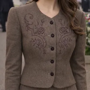 Herman Geist Wool Embroidered Blazer Old Money Royalcore Heritage Quiet Luxury thumbnail 1