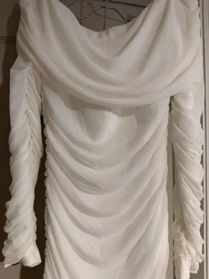 Amazon White Off The Shoulder Fitted Ruched Long Meshed Dress thumbnail 3