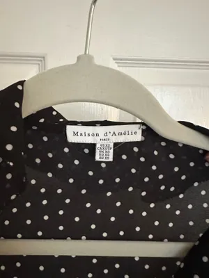 Polka dot ruffle tie front top Black Size XS thumbnail 3