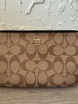 Coach Signature Coated Canvas Double Zip Wristlet thumbnail 4