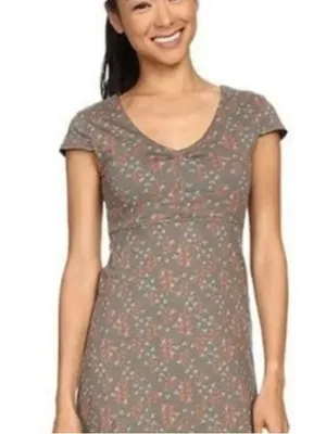 Toad & Co Rosemarie Dress Organic Cotton Olive Green Leaf Print Womens M thumbnail 5