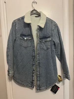 Excuse Denim Jacket Size Small Blue thumbnail 1