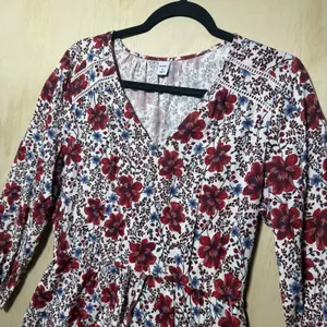 Old Navy Floral Dress‎ Medium Boho Peasant Rayon V Neck Spring Season thumbnail 2