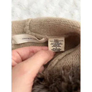 Anthropologie Sleeping on Snow Tan Lambswool Full Zip Hooded Sweater S thumbnail 4