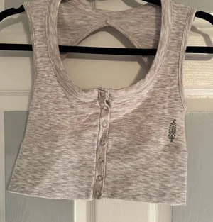 Free People Movement Gray Sleeveless Button-Up Sports Bra/ Tank thumbnail 1