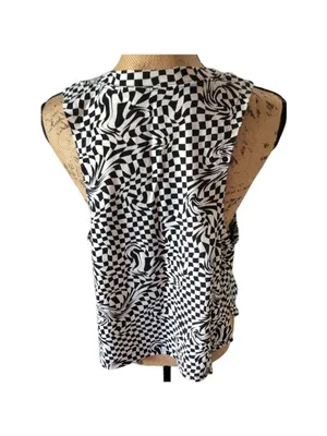 SO “The Favorite Tank” Top Size L Black White Checkered Sleeveless thumbnail 7
