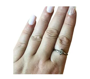 Vintage Solitaire Cubic Zirconia Sterling Silver Ring, CZ Silver Band Sz 9 thumbnail 7