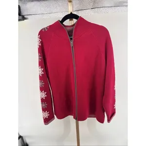 Eddie Bauer Sport Snowflake Full Zip Sweater Jacket XL Red thumbnail 4
