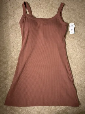 Abercrombie Bra-Free essential 90s ribbed mini dress, Medium NWT thumbnail 1