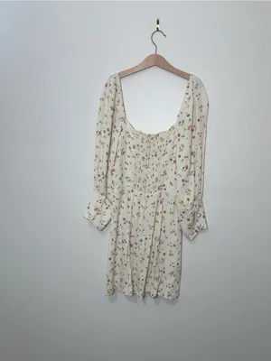 Reformation hooman long sleeve Cream Mini Dress with Dainty Floral Print size 6 thumbnail 3