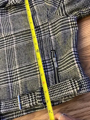 Stoosh Black & White Plaid Moto Blazer Size Small thumbnail 7