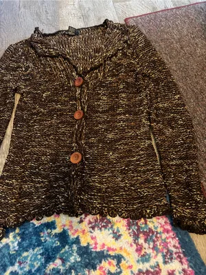 Bcbg maxarzia Women’s Brown Marled Button-Front Sweater thumbnail 3