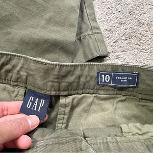GAP Women’s Everyday Mid Rise Straight Up Khakis Pants in Army Jacket Green 10 thumbnail 11