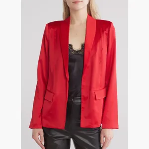 NWT Steve Madden Satin Shawl Collar Blazer Small, DARK RED thumbnail 3