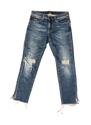 Polo Ralph Lauren Jeans 28R Blue Distressed Ripped‎ Raw Hem Skinny Denim thumbnail 1
