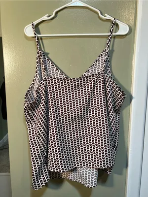 A New Day Women’s Size XXL Matte Satin Cami Camisole Tank Top White Dark Brown thumbnail 8