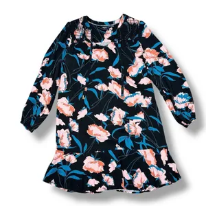Maeve Anthropologie Ragonda‎ Floral Smocked Shoulder Tunic Shift Dress Black 4 thumbnail 13