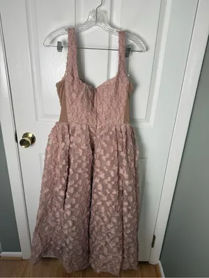 House of CB Lovely French Rose Jacquard Sweetheart Neckline Midi Dress L thumbnail 4