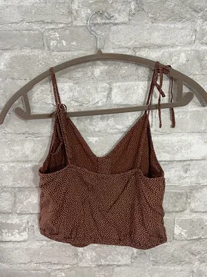 Abercrombie & Fitch brown polka dot crop top thumbnail 4