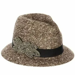 Something Special Bohemian Fedora Top Brown Embellished Band Autumn Bucket Hat thumbnail 2