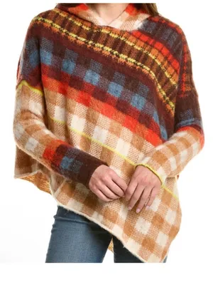 $198 Free People Ainsley Poncho hooded sweater S thumbnail 3