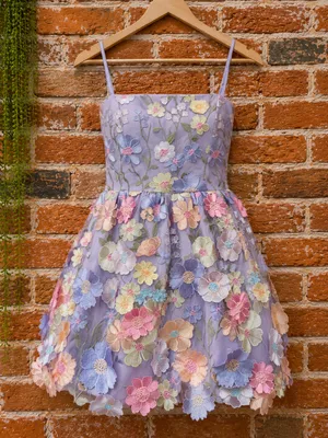 Boutique Lavender Floral Embroidered Mini Dress 3D Flower Detail thumbnail 2