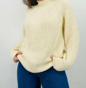 j. crew ivory chunky knit mockneck sweater size M thumbnail 3