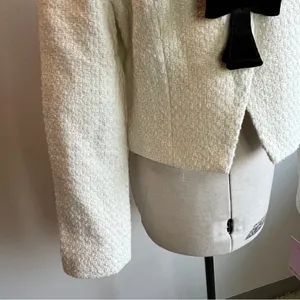 Avec Les Filles Ivory Cream Black Bow Cardigan Blazer NWT thumbnail 7
