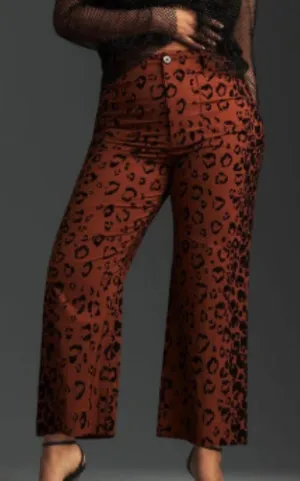 Maeve Anthropologie The Colette 26W Leopard Cropped Wide Leg High Rise Pants thumbnail 1